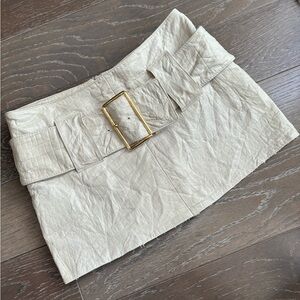 Leather Belted Mini Skirt